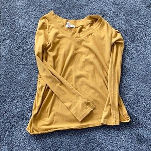 Mustard long sleeve maternity shirt
